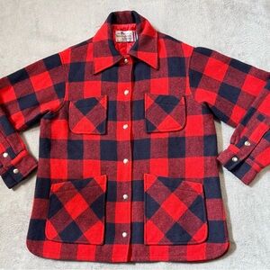 Vintage 1970s Pendleton Knockabouts Buffalo Plaid Wool Jacket Quilted Lining USA